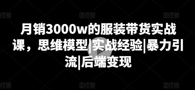 月销3000w的服装带货实战课，思维模型|实战经验|暴力引流|后端变现-搞钱日记
