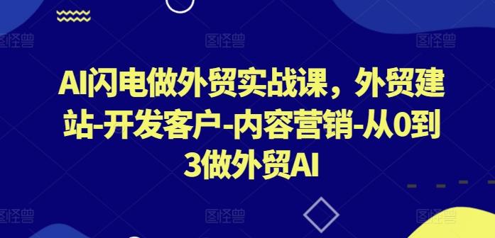AI闪电做外贸实战课，​外贸建站-开发客户-内容营销-从0到3做外贸AI-搞钱日记