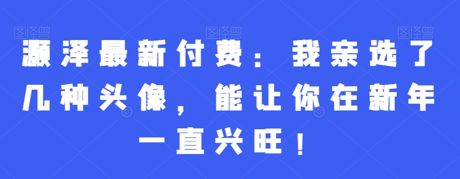 灏泽最新付费：我亲选了几种头像，能让你在新年一直兴旺！-搞钱日记