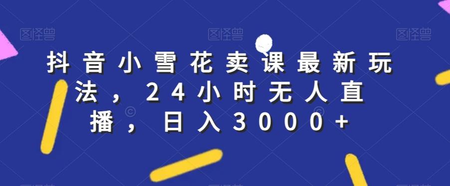 抖音小雪花卖课最新玩法，24小时无人直播，日入3000+【揭秘】-搞钱日记