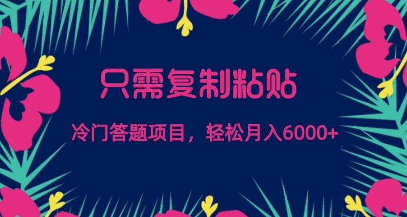 只需复制粘贴，冷门答题项目，轻松月入6000-搞钱日记