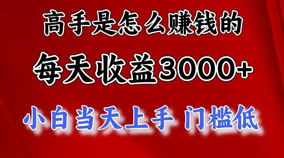 高手是怎么赚钱的，一天收益3000+，闷声发财项目，不是一般人能看懂的-搞钱日记
