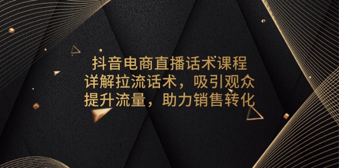 抖音电商直播话术课程，详解拉流话术，吸引观众，提升流量，助力销售转化-搞钱日记