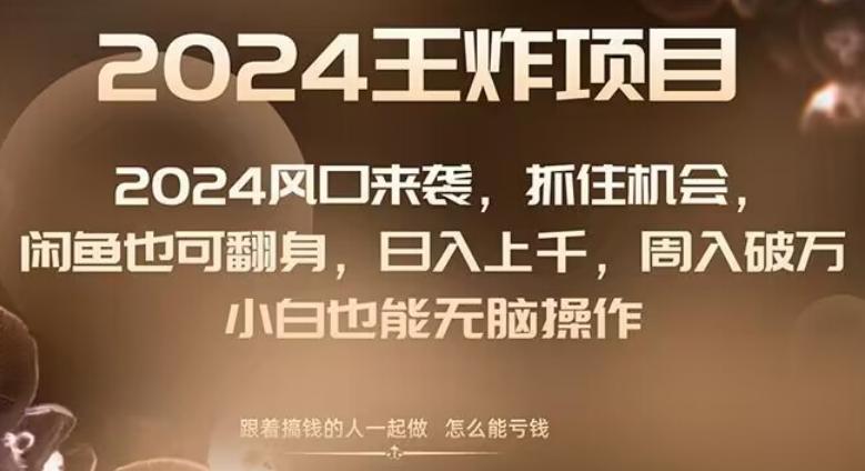 2024风口项目来袭，抓住机会，闲鱼也可翻身，日入上千，周入破万，小白也能无脑操作-搞钱日记