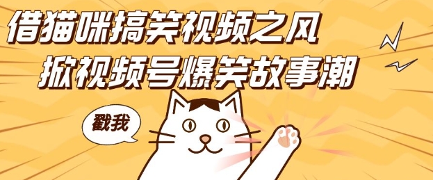借猫咪搞笑视频之风，掀视频号爆笑故事潮，轻松日入四位数，无门槛快速入门!-搞钱日记