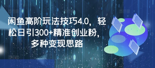 闲鱼高阶玩法技巧4.0，轻松日引300+精准创业粉，多种变现思路-搞钱日记