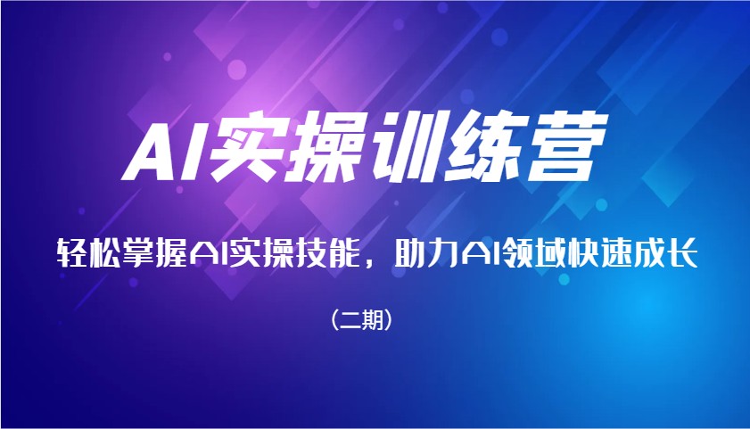 AI实操训练营，轻松掌握AI实操技能，助力AI领域快速成长(二期)-搞钱日记