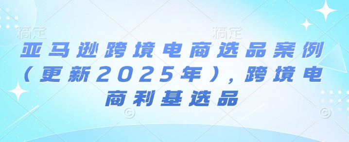 亚马逊跨境电商选品案例(更新2025年3月)，跨境电商利基选品-搞钱日记