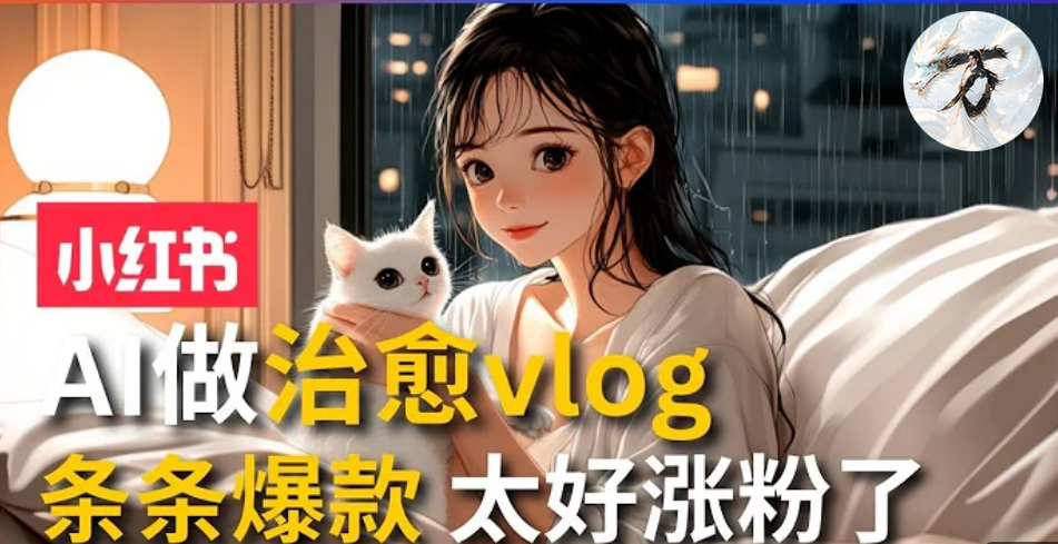 AI治愈系vlog动画视频，小红书1个月轻松涨粉破万，商单报价1500+日入2000+-搞钱日记