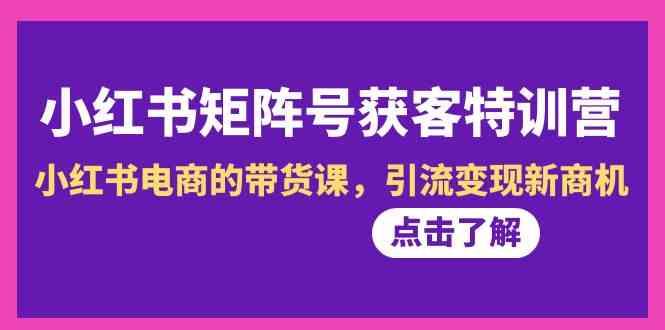 小红书矩阵号获客特训营-第10期，小红书电商的带货课，引流变现新商机-搞钱日记