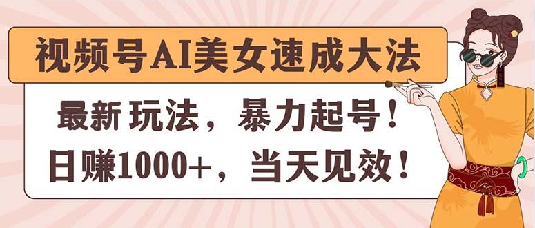 视频号AI美女速成大法，暴力起号，日赚1000+，当天见效-搞钱日记