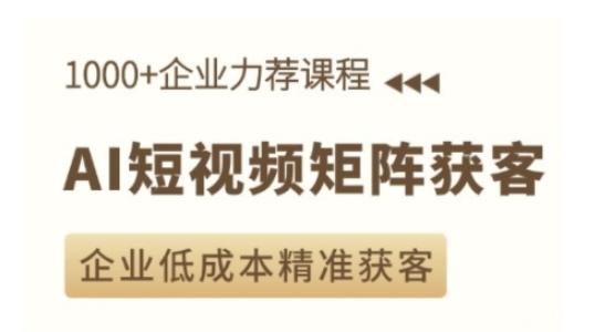AI短视频矩阵获客实操课，企业低成本精准获客-搞钱日记