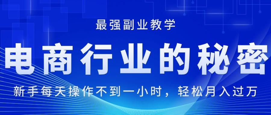 电商行业的秘密，新手每天操作不到一小时，月入过万轻轻松松，最强副业...-搞钱日记