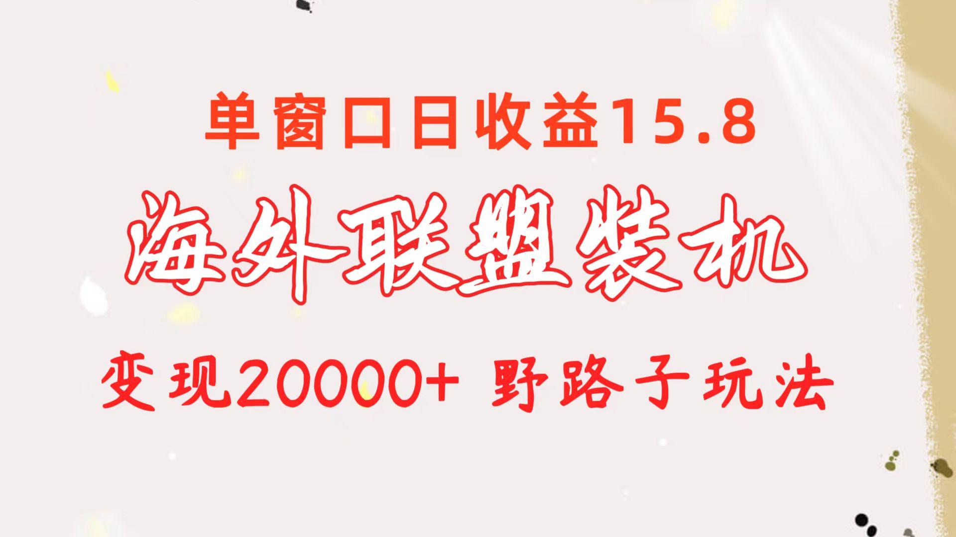 海外联盟装机 单窗口日收益15.8  变现20000+ 野路子玩法-搞钱日记