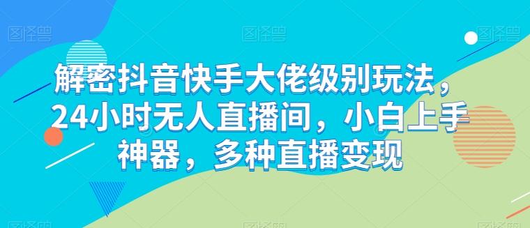 解密抖音快手大佬级别玩法，24小时无人直播间，小白上手神器，多种直播变现【揭秘】-搞钱日记