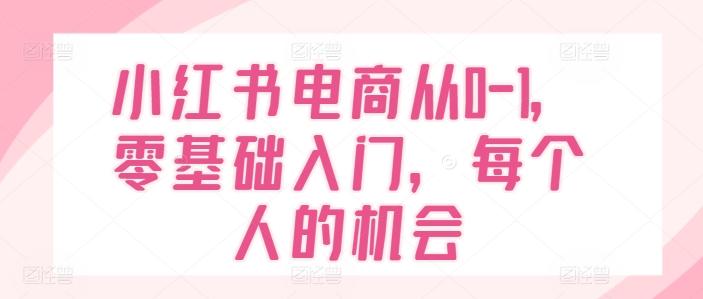小红书电商从0-1，零基础入门，每个人的机会-搞钱日记