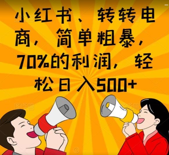 小红书、转转电商，简单粗暴，70%的利润，轻松日入500+-搞钱日记