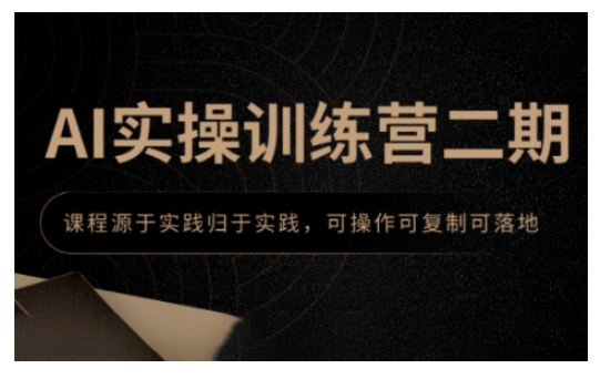 AI实操训练营二期，课程源于实践归于实践，可操作可复制可落地-搞钱日记