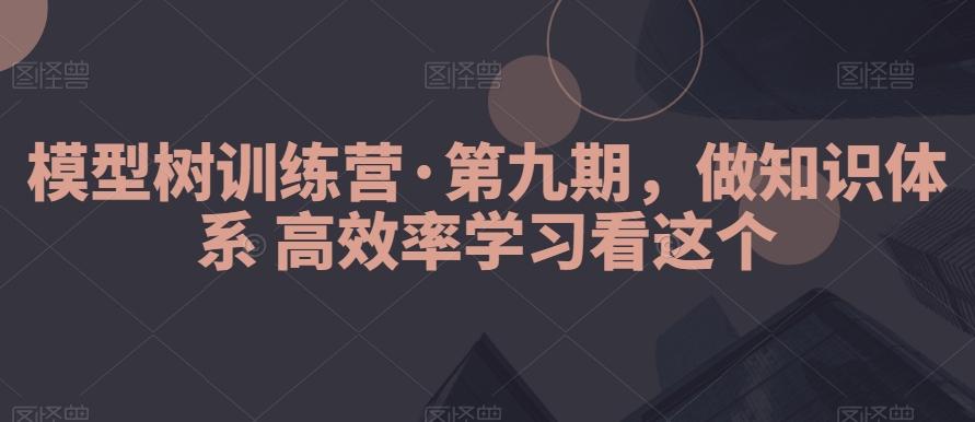 模型树训练营·第九期，做知识体系高效率学习看这个-搞钱日记