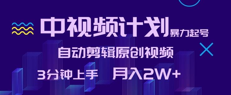 中视频计划暴力起号，自动剪辑原创视频，3分钟上手，月入2W+【揭秘】-搞钱日记