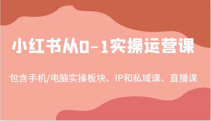 小红书从0-1实操运营课，包含手机/电脑实操板块、IP和私域课、直播课(97节)-搞钱日记