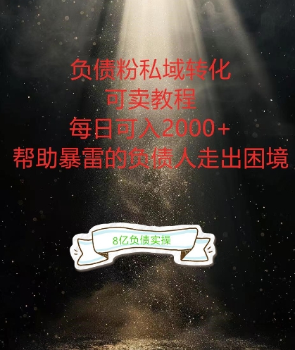 负债粉掘金计划，帮助负债者解决问题，债务规划，债务重组，最好的变现方式【揭秘】-搞钱日记