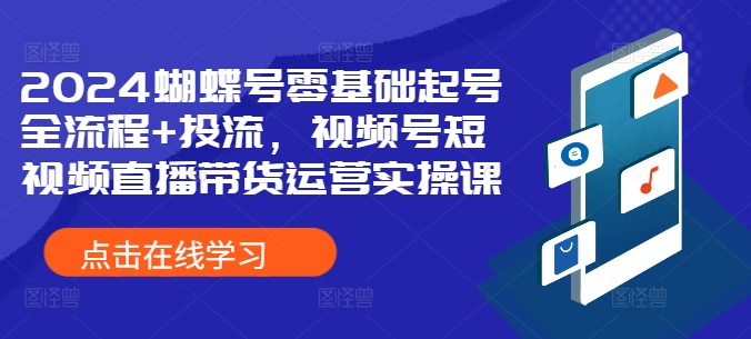 2024蝴蝶号零基础起号全流程+投流，视频号短视频直播带货运营实操课-搞钱日记