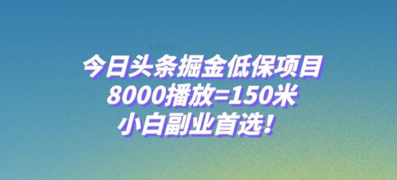 今日头条掘金低保项目，8000播放=150米，小白副业首选【揭秘】-搞钱日记