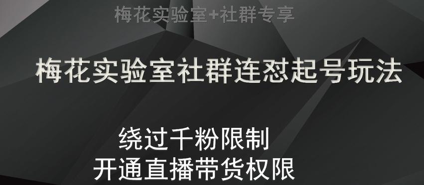 梅花实验室社群连怼起号玩法，视频号绕过千粉限制，开通直播带货权限【揭秘】-搞钱日记