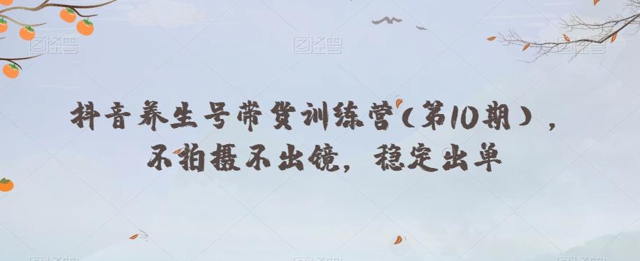 抖音养生号带货训练营(第10期），不拍摄不出镜，稳定出单-搞钱日记