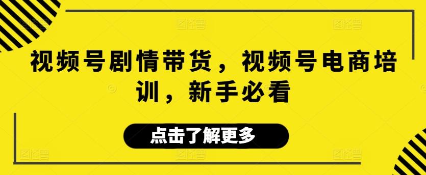 视频号剧情带货，视频号电商培训，新手必看-搞钱日记