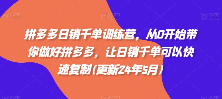 拼多多日销千单训练营，从0开始带你做好拼多多，让日销千单可以快速复制(更新24年12月)-搞钱日记