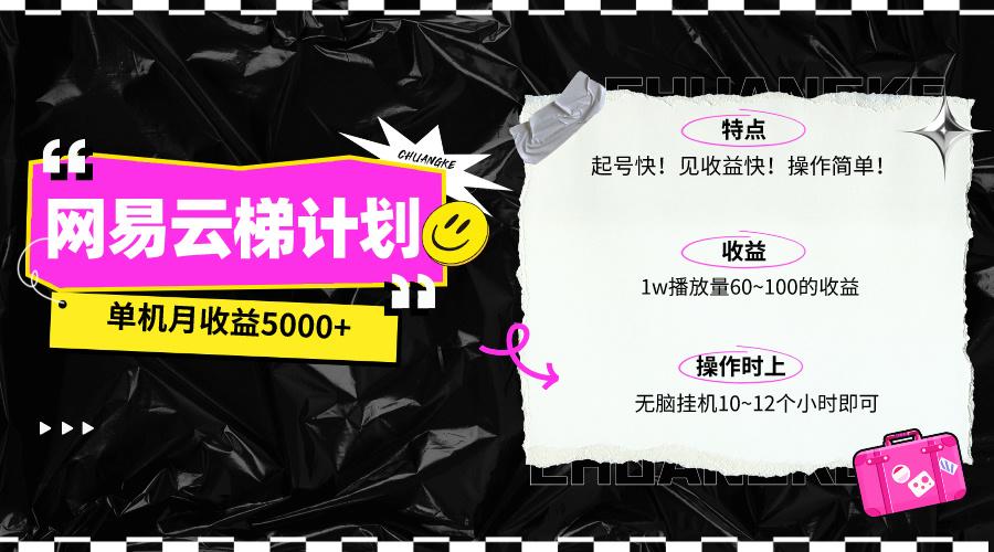 (10063期)最新网易云梯计划网页版，单机月收益5000+！可放大操作-搞钱日记