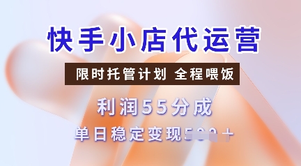 快手小店代运营，限时托管计划，收益55分，单日稳定变现多张【揭秘】-搞钱日记