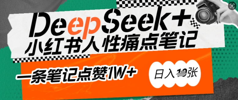 AI赋能小红书爆款秘籍：用DeepSeek轻松抓人性痛点，小白也能写出点赞破万的吸金笔记，日入多张-搞钱日记