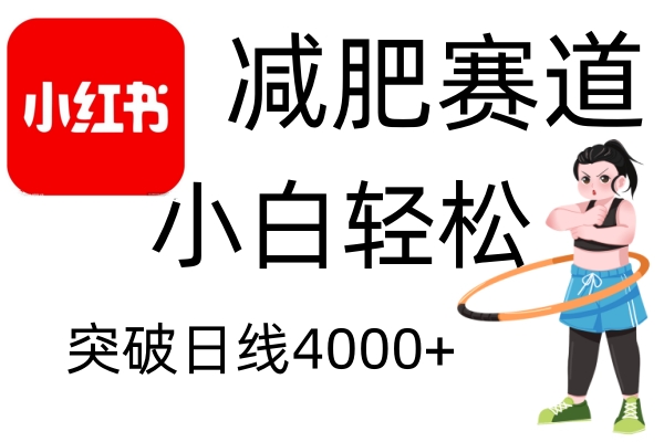 小红书减肥赛道，简单零成本，无需剪辑，不用动脑，小白轻松日利润4000+-搞钱日记