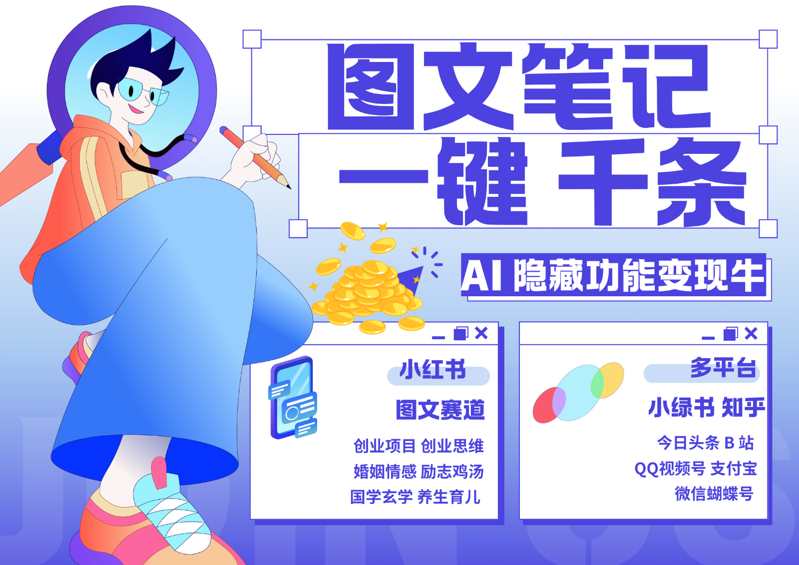 1键生成数千条图文 创业国学 秒生笔记 小红书小绿书图文 轻松引流 变现30000+-搞钱日记