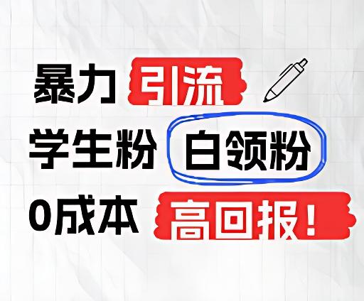 暴力引流学生粉白领粉，吊打以往垃圾玩法，0成本，高回报-搞钱日记