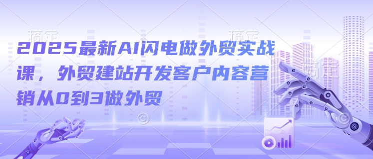 2025最新AI闪电做外贸实战课，外贸建站开发客户内容营销从0到3做外贸-搞钱日记