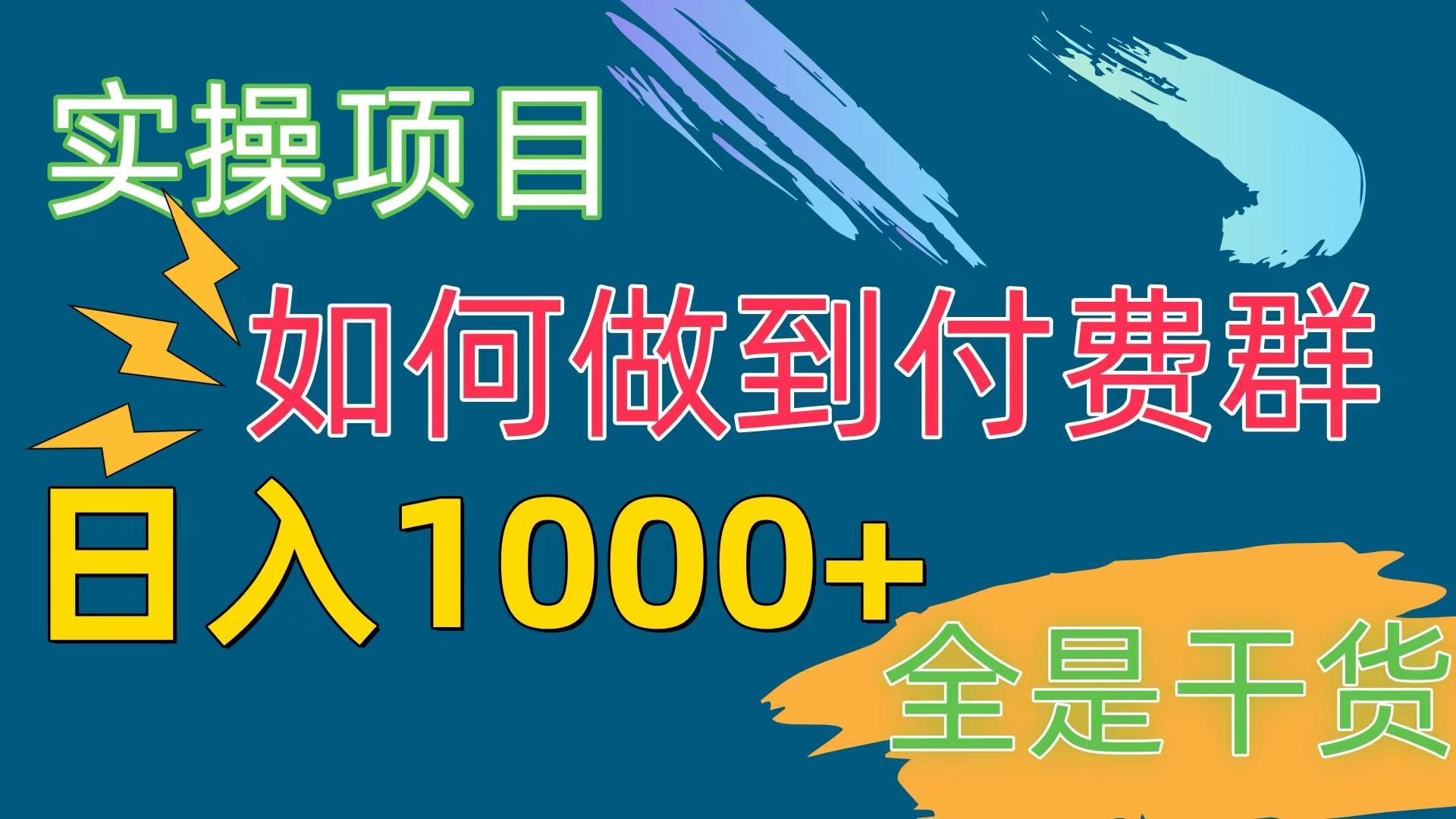 [实操项目]付费群赛道，日入1000+-搞钱日记