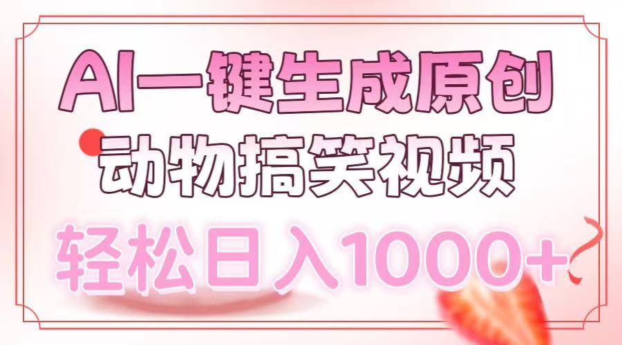 AI一键生成原创动物搞笑视频，轻松日入1000+-搞钱日记