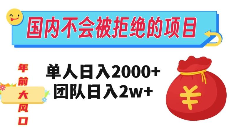 在国内不怕被拒绝的项目，单人日入2000，团队日入20000+【揭秘】-搞钱日记