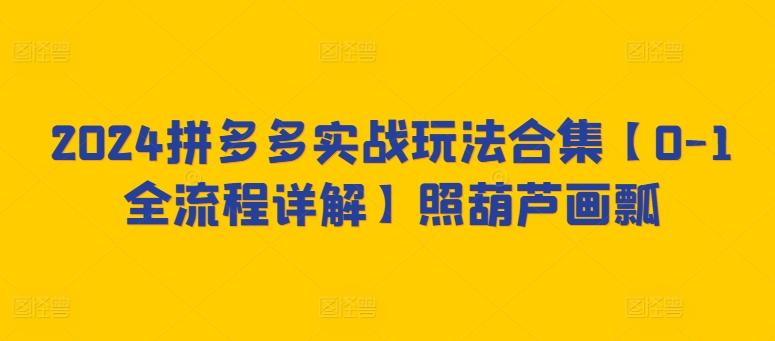 2024拼多多实战玩法合集【0-1全流程详解】照葫芦画瓢-搞钱日记