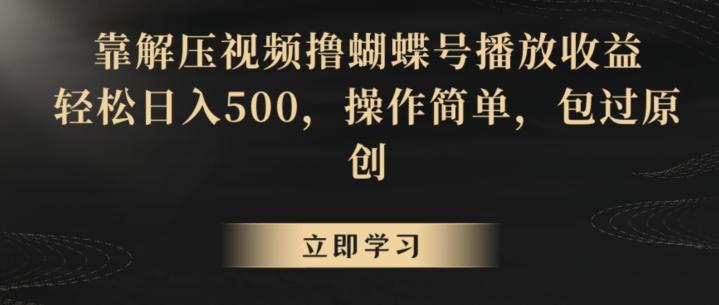 靠解压视频撸蝴蝶号播放收益，轻松日入500，操作简单，包过原创【揭秘】-搞钱日记