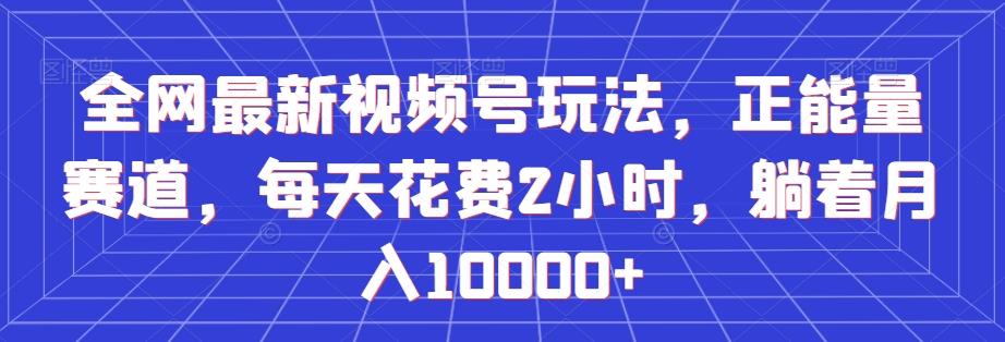 全网最新视频号玩法，正能量赛道，每天花费2小时，躺着月入10000+【揭秘】-搞钱日记