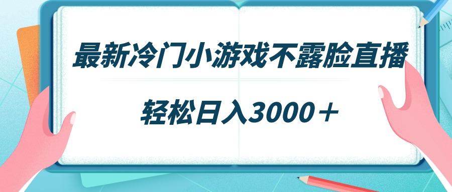 最新冷门小游戏不露脸直播，场观稳定几千，轻松日入3000＋-搞钱日记