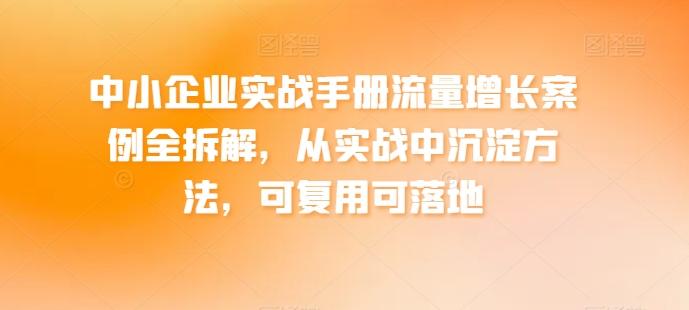 中小企业实战手册流量增长案例全拆解，从实战中沉淀方法，可复用可落地-搞钱日记