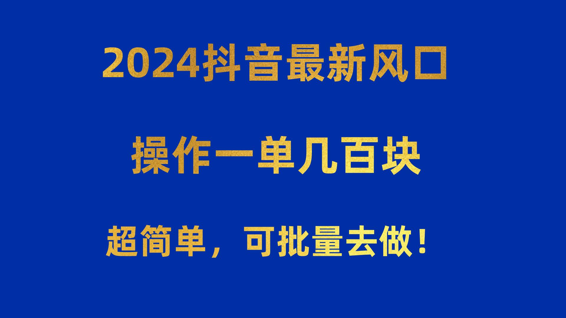 2024抖音最新风口！操作一单几百块！超简单，可批量去做！！！-搞钱日记