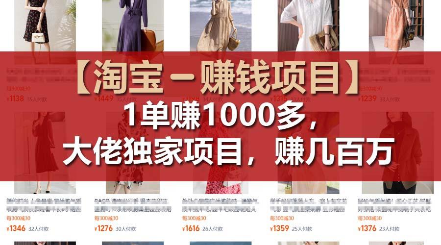 【淘宝赚钱项目】1单可赚1000多，大佬独家项目，年赚几百万-搞钱日记
