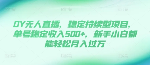 DY无人直播，稳定持续型项目，单号稳定收入500+，新手小白都能轻松月入过万【揭秘】-搞钱日记